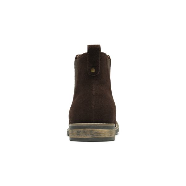 Men's Plain-Toe Suede Chelsea Boots - DARK BROWN - 4